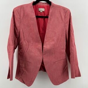 Ann Taylor LOFT Salmon Textured Business Blazer Jacket‎ Women 6 Linen Blend NWOT